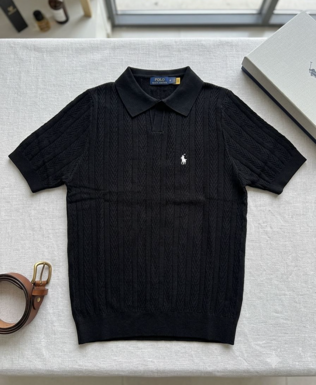 Polo Ralph Lauren Cable-Knit Cotton Collar Polo Shirt