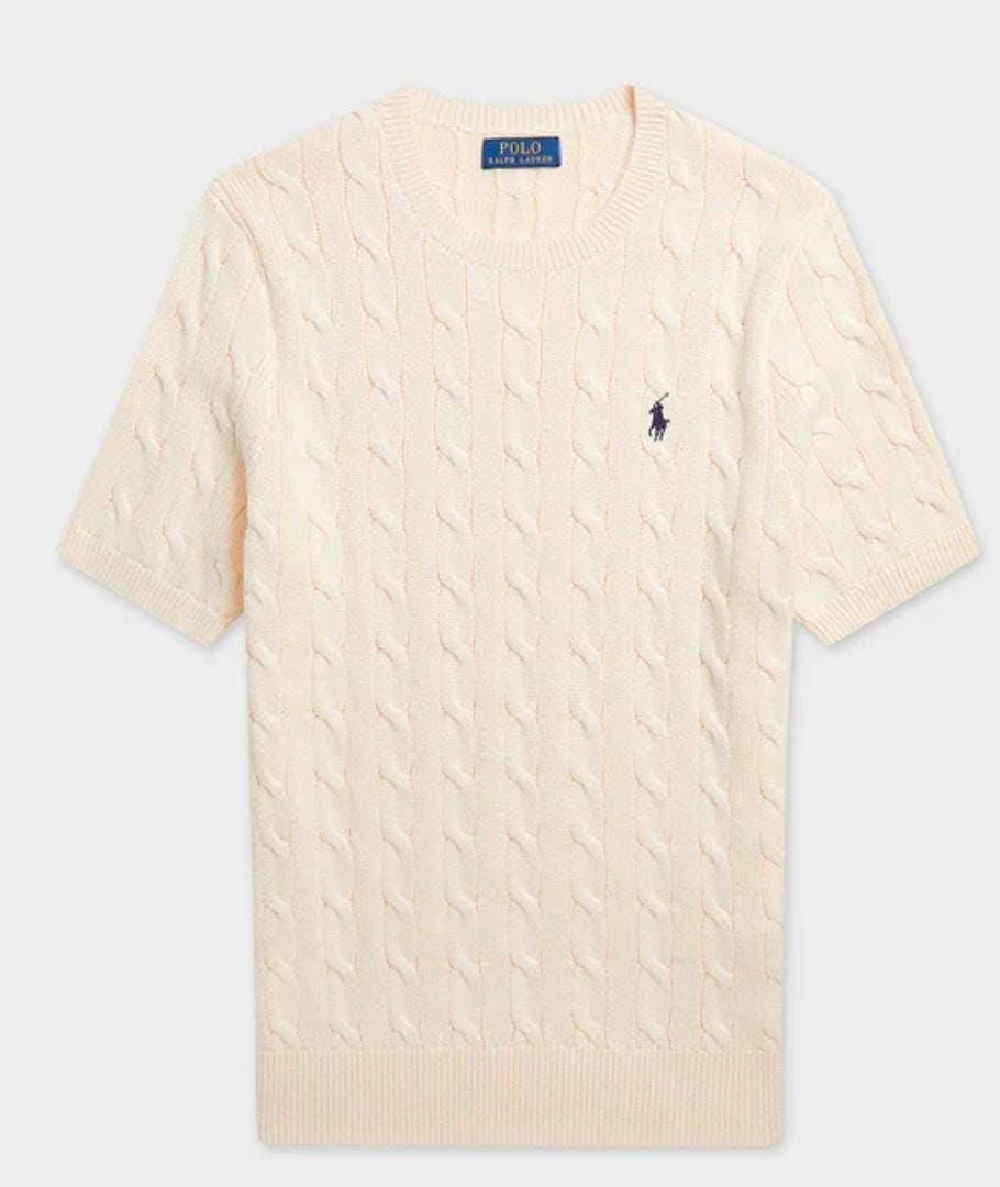 Polo Ralph Lauren Cable-Knit Cotton Collar Polo Shirt beige