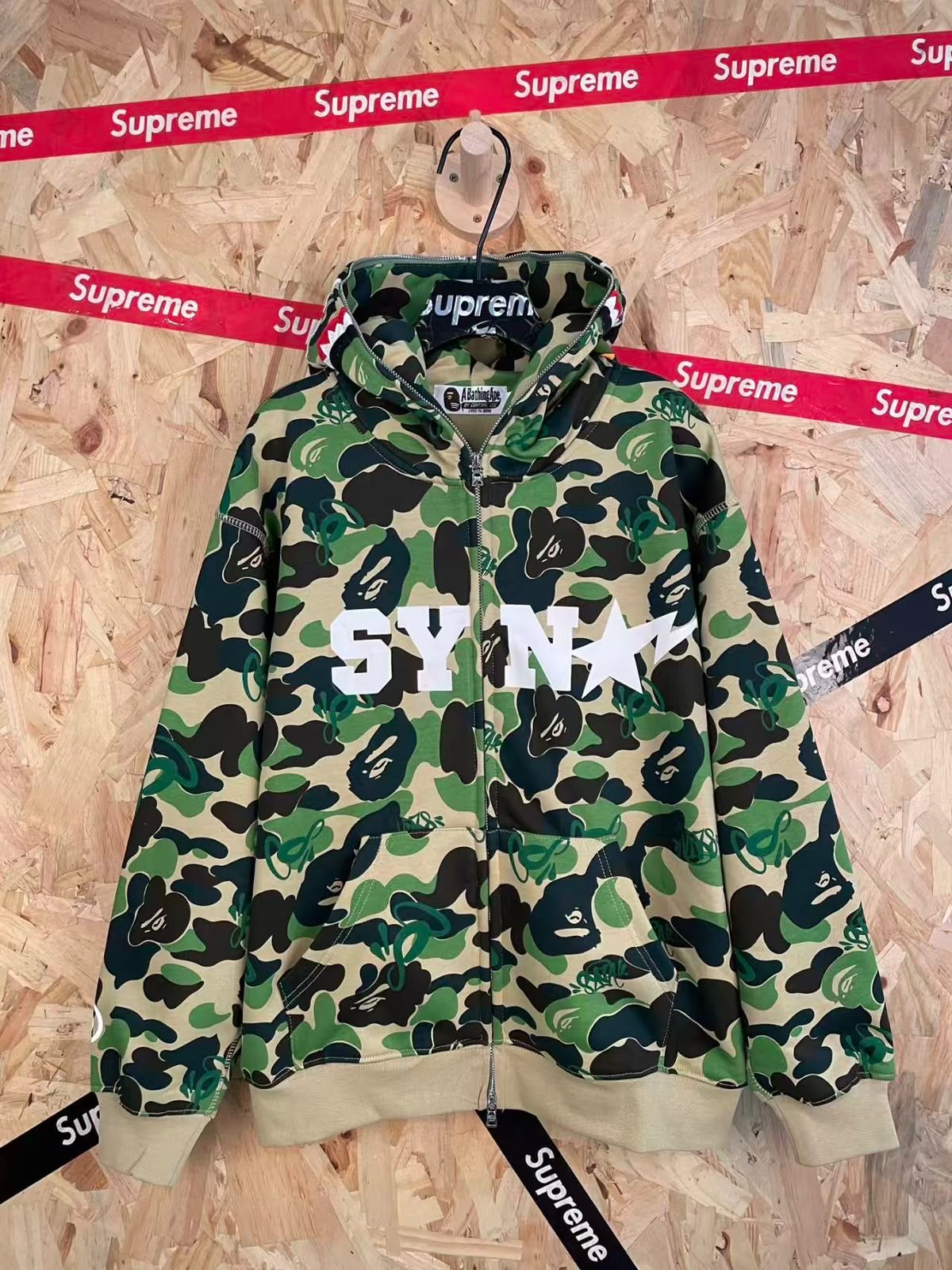BAPE x Spotify x SYNA by Central Cee Camo Shark Full Zip Hoodie
