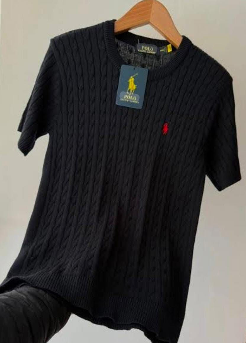 Polo Ralph Lauren Cable-Knit Cotton Collar Polo Shirt Black