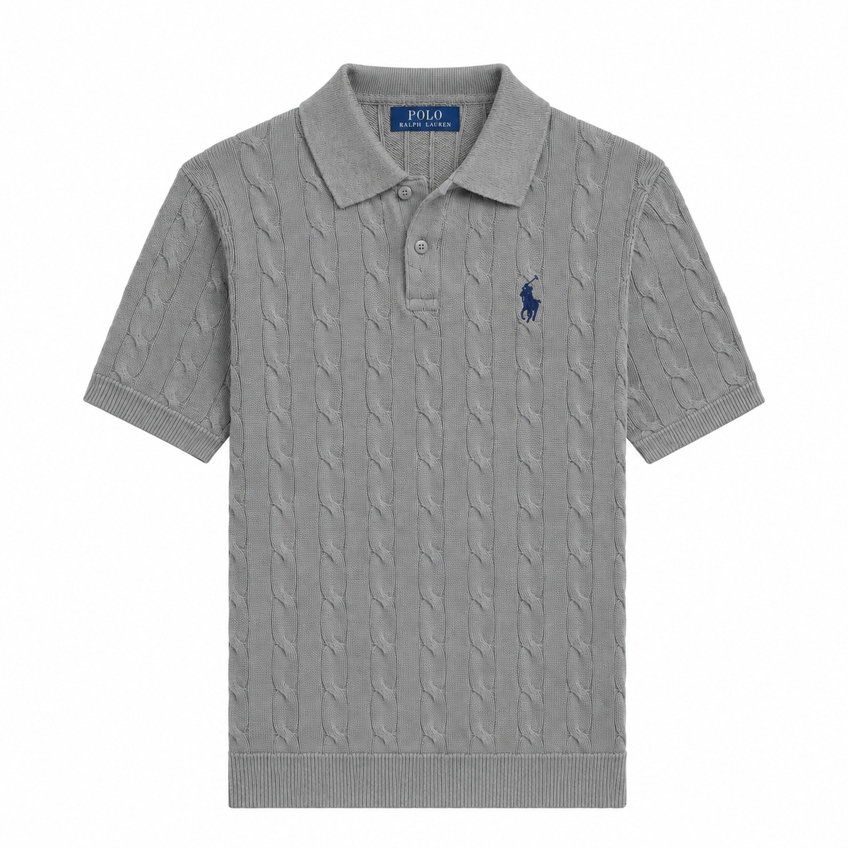 Polo Ralph Lauren Cable-Knit Cotton Collar Polo Shirt Grey