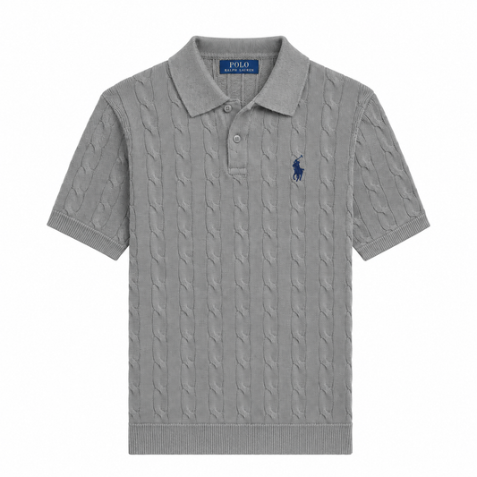 Polo Ralph Lauren Cable-Knit Cotton Collar Polo Shirt Grey