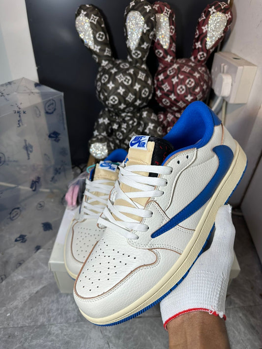 Jordan 1 Retro Low OG SP Fragment x Travis Scott ‘Sail Military Blue’💙