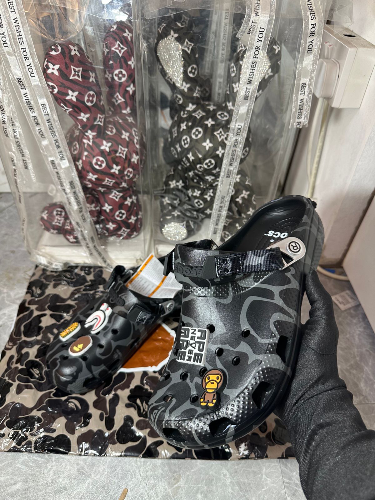 Crocs Clog A Bathing Ape ABC Camo Black Friends & Family 🖤