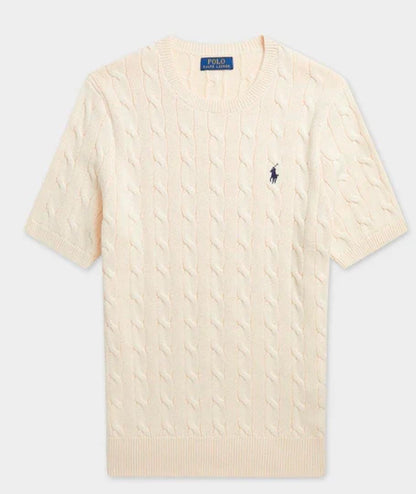 Polo Ralph Lauren Cable-Knit Cotton Collar Polo Shirt beige