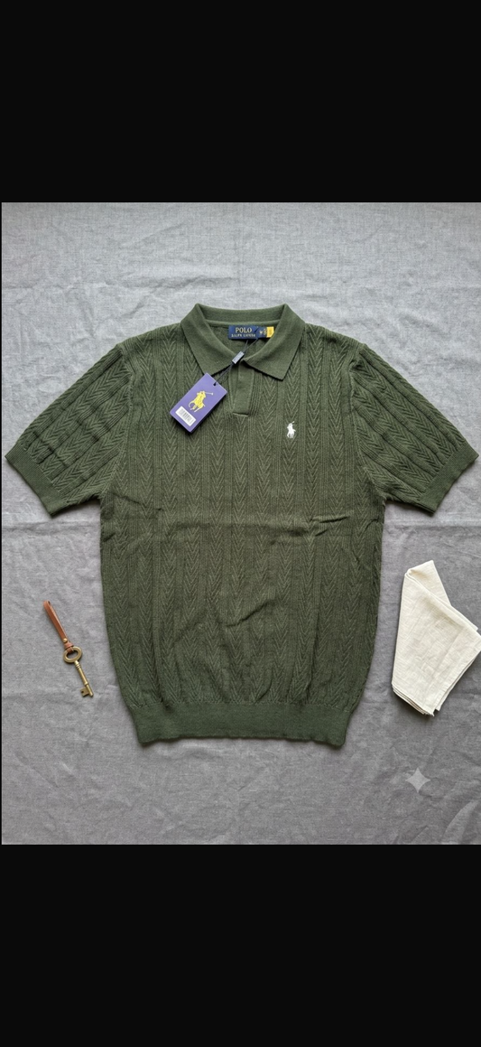 Polo Ralph Lauren Cable-Knit Cotton Collar Polo Shirt