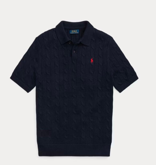 Polo Ralph Lauren Cable-Knit Cotton Collar Polo Shirt Black