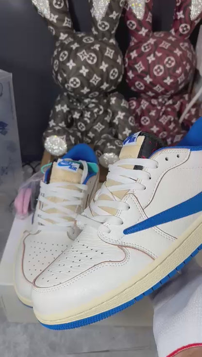 Jordan 1 Retro Low OG SP Fragment x Travis Scott ‘Sail Military Blue’💙
